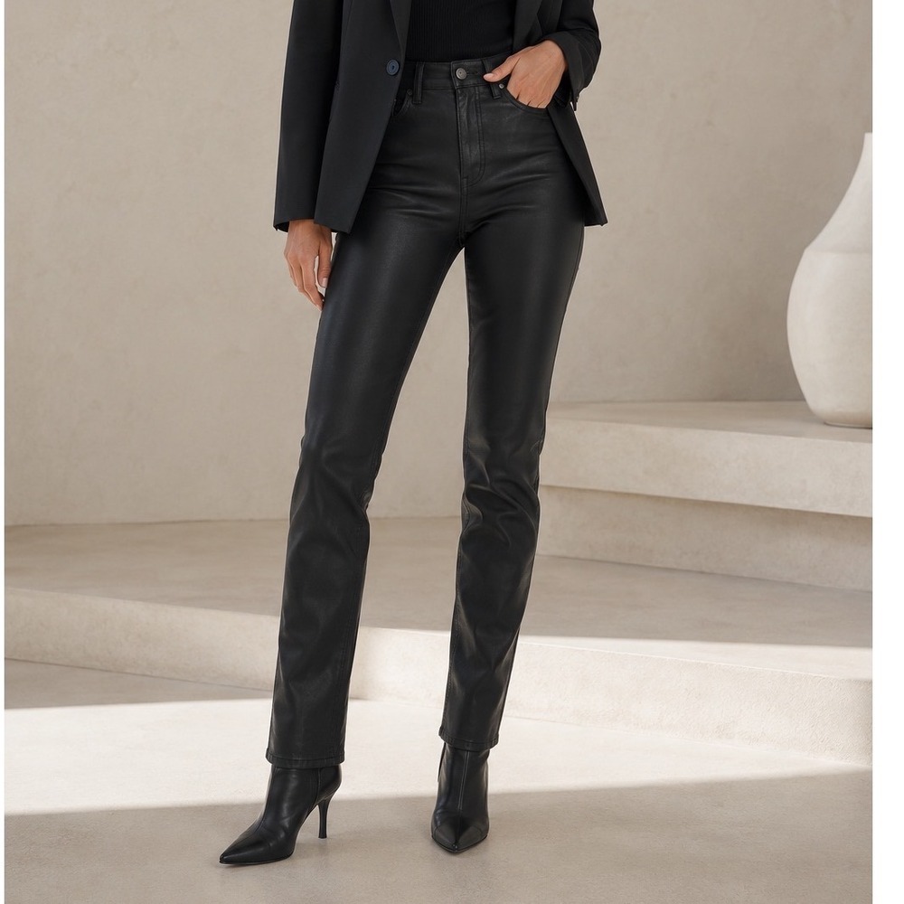 L'AGENCE Marguerite High Rise Skinny Jeans 28 Black Coated‎ Stretch Denim Pants